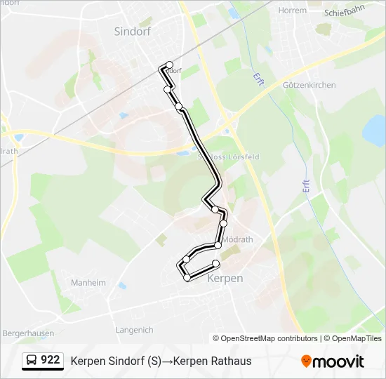 Buslinie 922 Karte