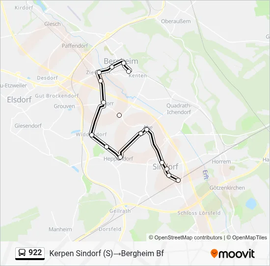 922 Bus Line Map