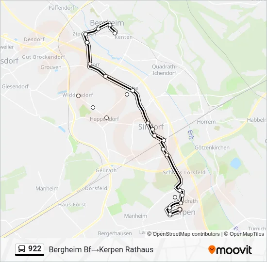 Buslinie 922 Karte