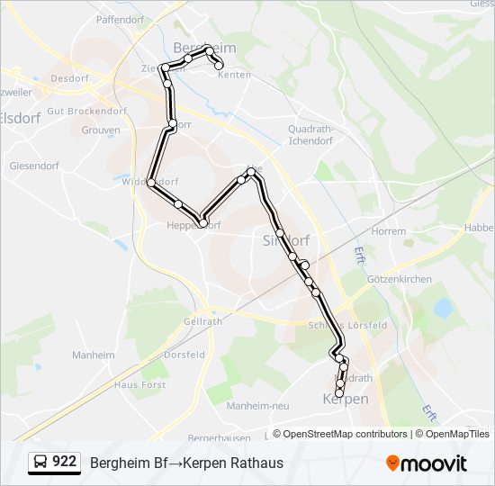 922 bus Line Map