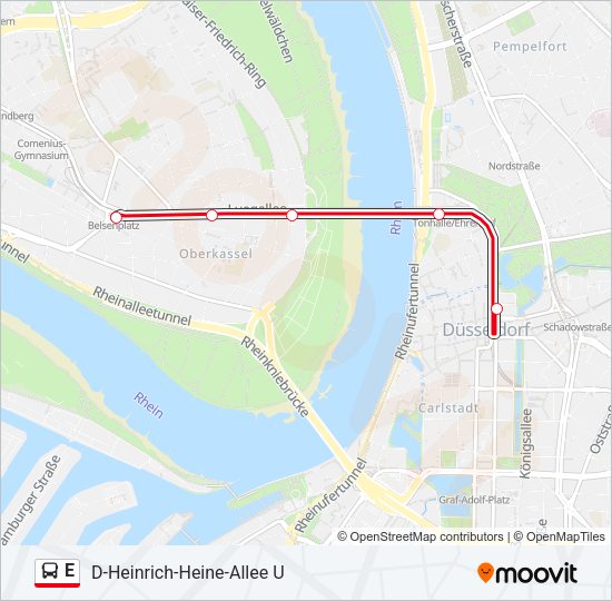 Автобус E: карта маршрута
