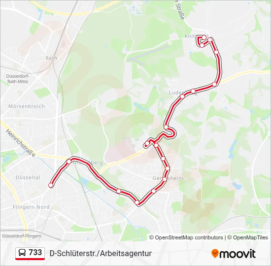 Buslinie 733 Karte