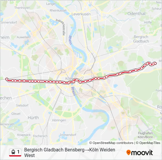 Straßenbahnlinie 1 Karte