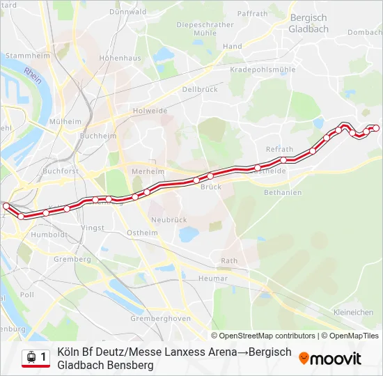 1 Light Rail Line Map