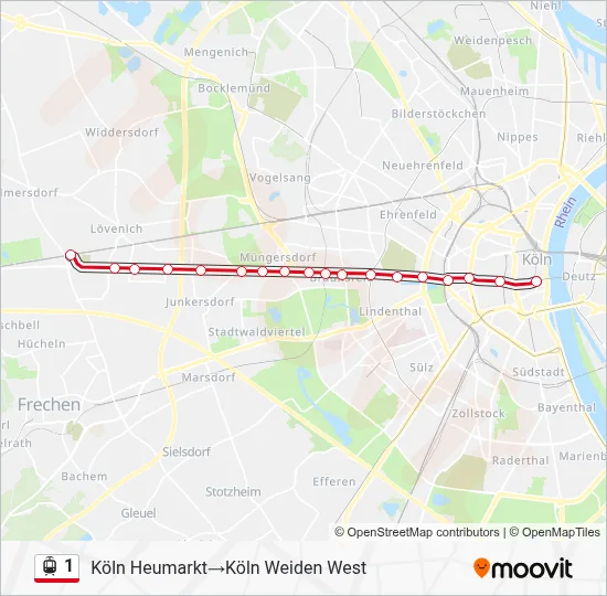 Straßenbahnlinie 1 Karte