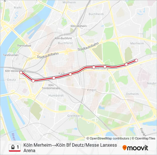 Straßenbahnlinie 1 Karte