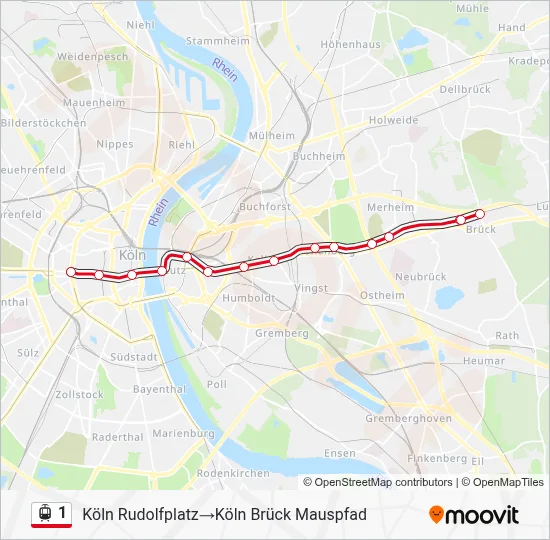 Straßenbahnlinie 1 Karte