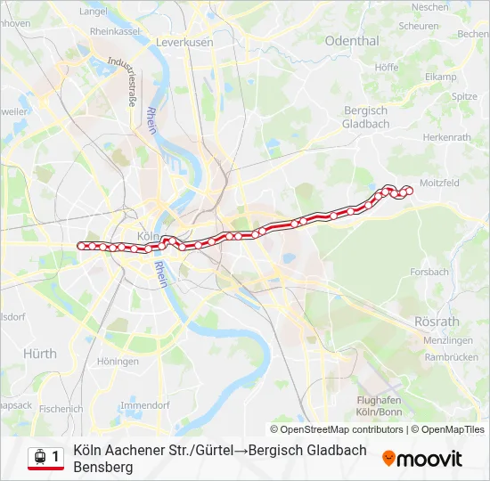 Straßenbahnlinie 1 Karte