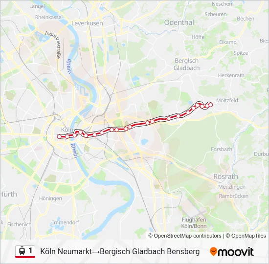 Straßenbahnlinie 1 Karte