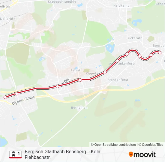 Straßenbahnlinie 1 Karte