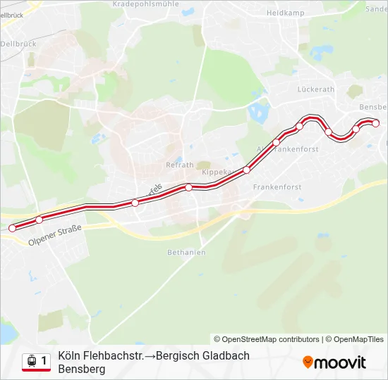 Straßenbahnlinie 1 Karte