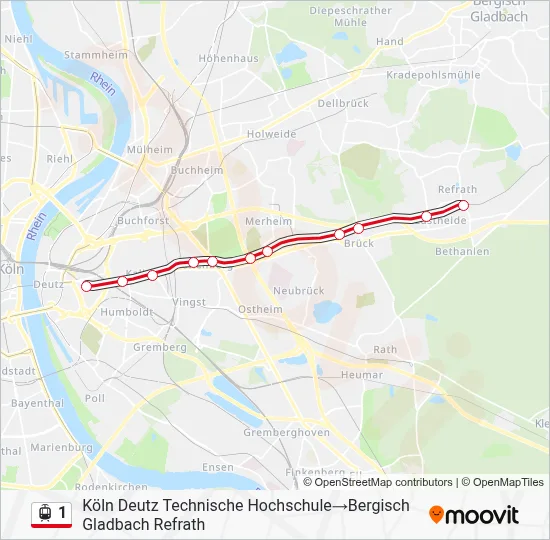 1 Light Rail Line Map