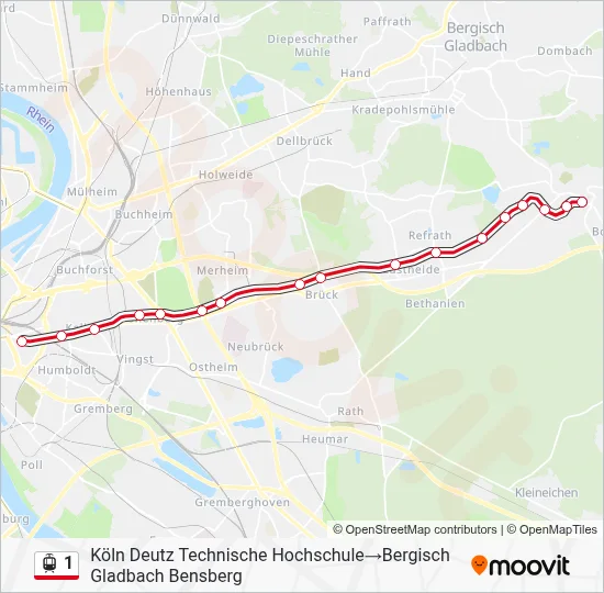 1 Light Rail Line Map