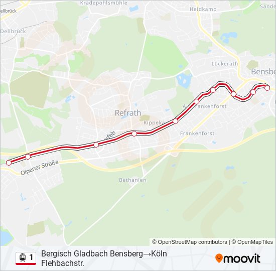 1 light rail Line Map