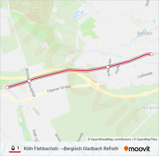 1 Light Rail Line Map