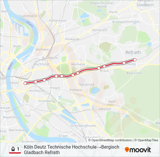 1 Light Rail Line Map