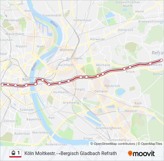 Straßenbahnlinie 1 Karte