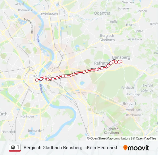 Straßenbahnlinie 1 Karte
