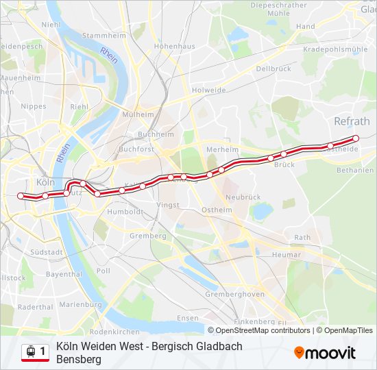 Маршрут 1: Расписание, Карты И Остановки - Bergisch Gladbach.