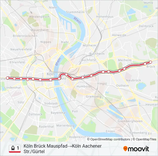 Straßenbahnlinie 1 Karte