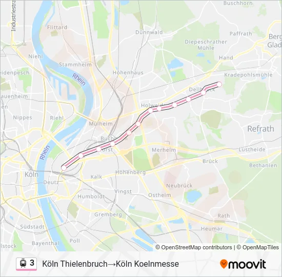 Трамвай 3: карта маршрута