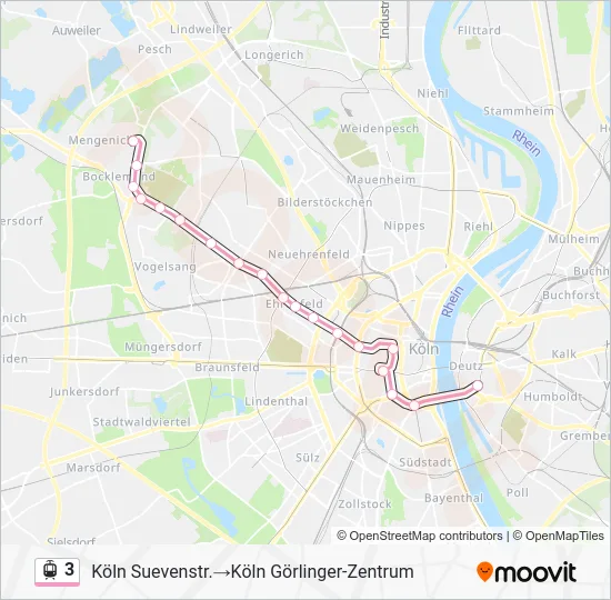 Трамвай 3: карта маршрута