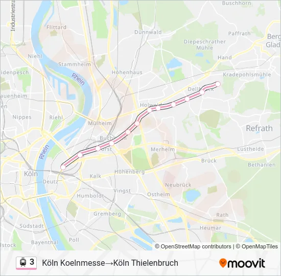 Трамвай 3: карта маршрута