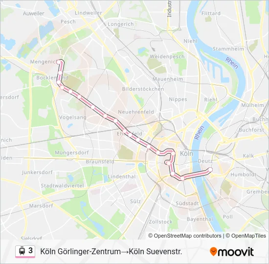 Трамвай 3: карта маршрута