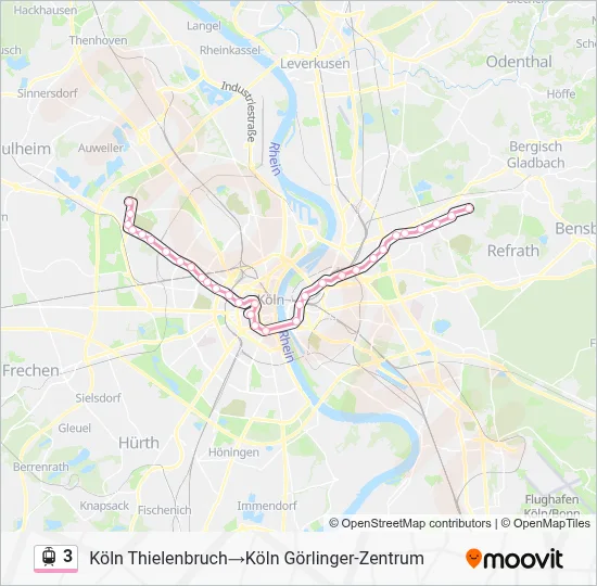 Straßenbahnlinie 3 Karte