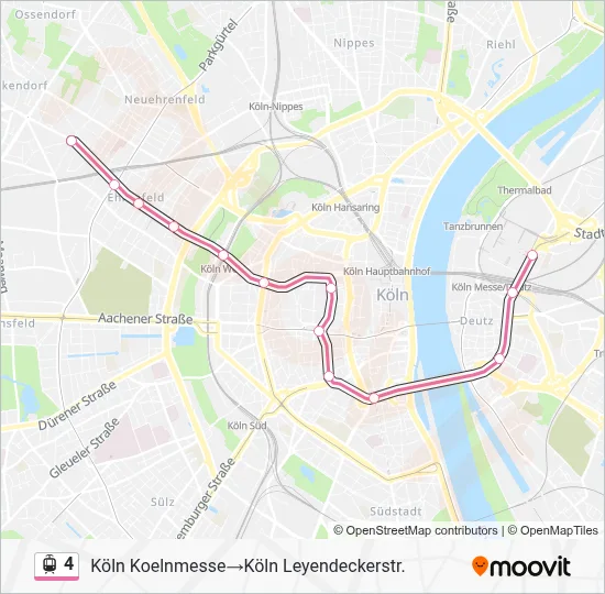 Straßenbahnlinie 4 Karte
