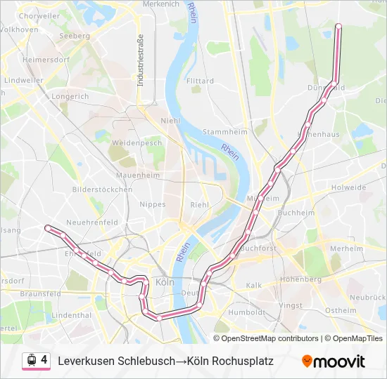 Straßenbahnlinie 4 Karte
