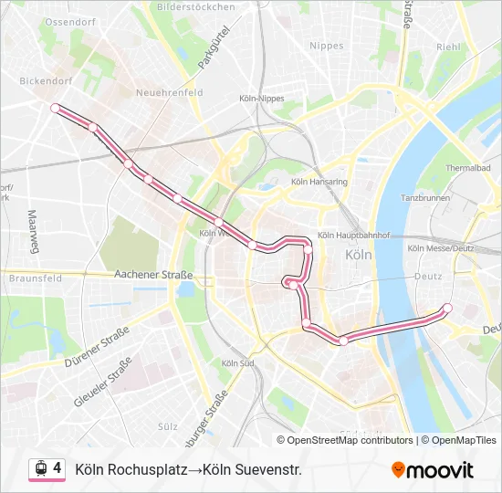 Трамвай 4: карта маршрута