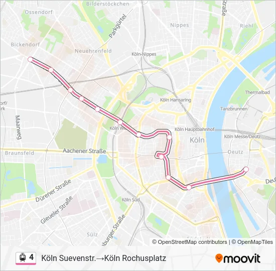 Трамвай 4: карта маршрута