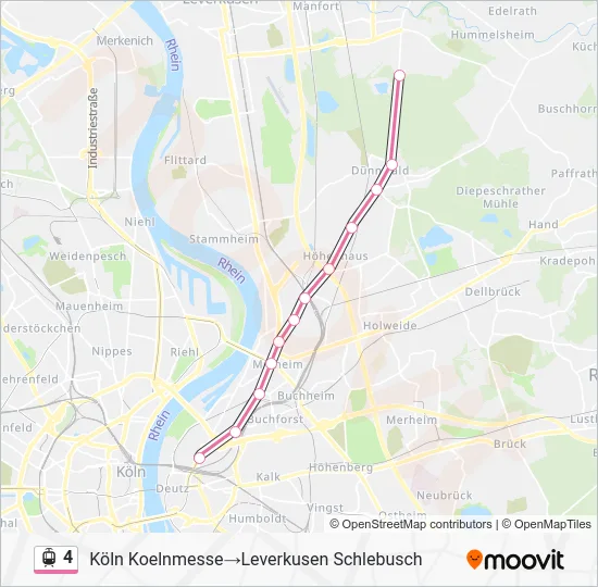 Трамвай 4: карта маршрута