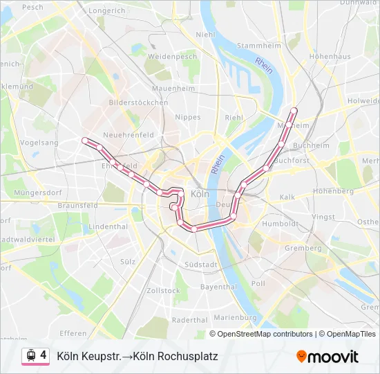 Straßenbahnlinie 4 Karte