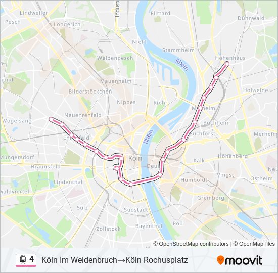 Трамвай 4: карта маршрута