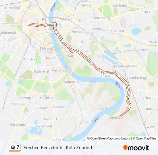 7 Route Fahrpläne, Haltestellen & Karten Köln Zündorf‎→Köln Rudolfplatz (Aktualisiert)