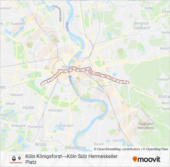 Straßenbahnlinie 9 Karte