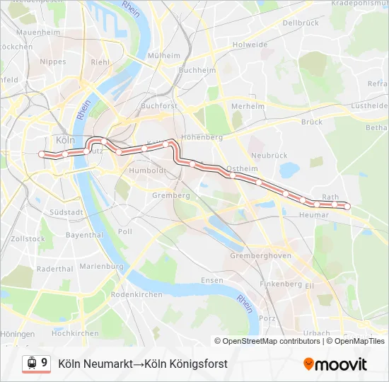 Straßenbahnlinie 9 Karte
