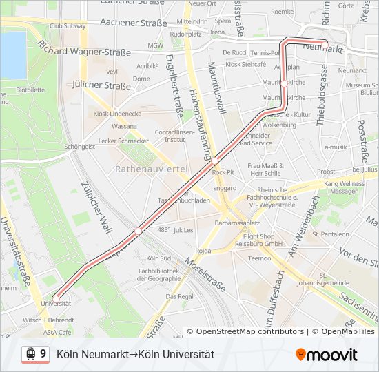 9 Route Fahrpläne, Haltestellen & Karten Köln Neumarkt‎→Köln Universität (Aktualisiert)