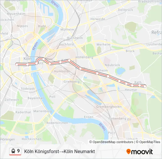 Трамвай 9: карта маршрута