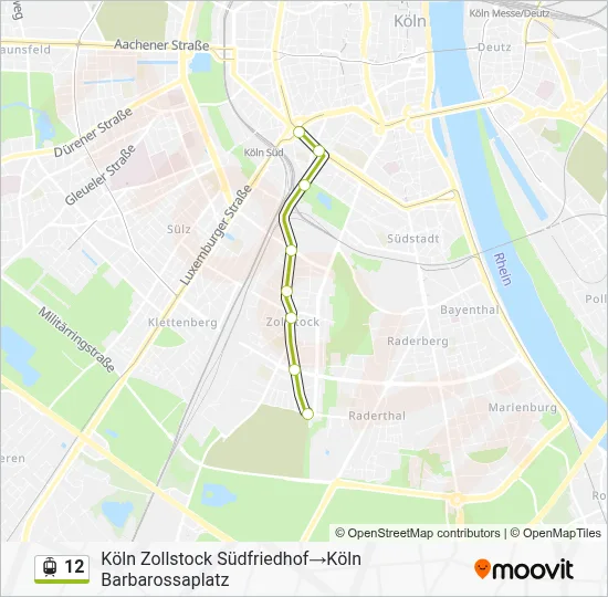 Straßenbahnlinie 12 Karte