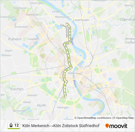 Straßenbahnlinie 12 Karte
