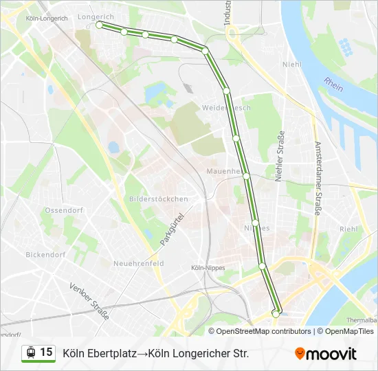 Трамвай 15: карта маршрута