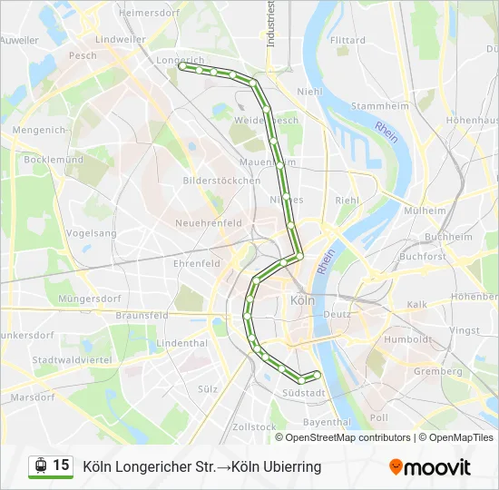 Трамвай 15: карта маршрута