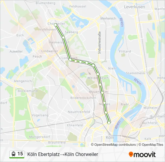 Трамвай 15: карта маршрута