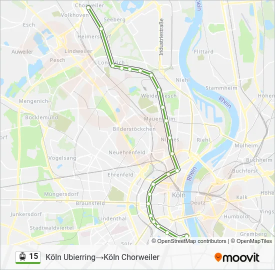 Трамвай 15: карта маршрута