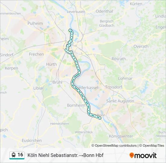 Straßenbahnlinie 16 Karte