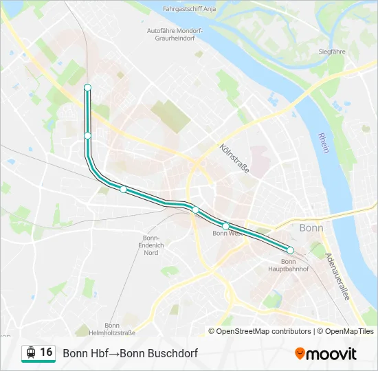 Straßenbahnlinie 16 Karte