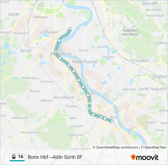 Straßenbahnlinie 16 Karte